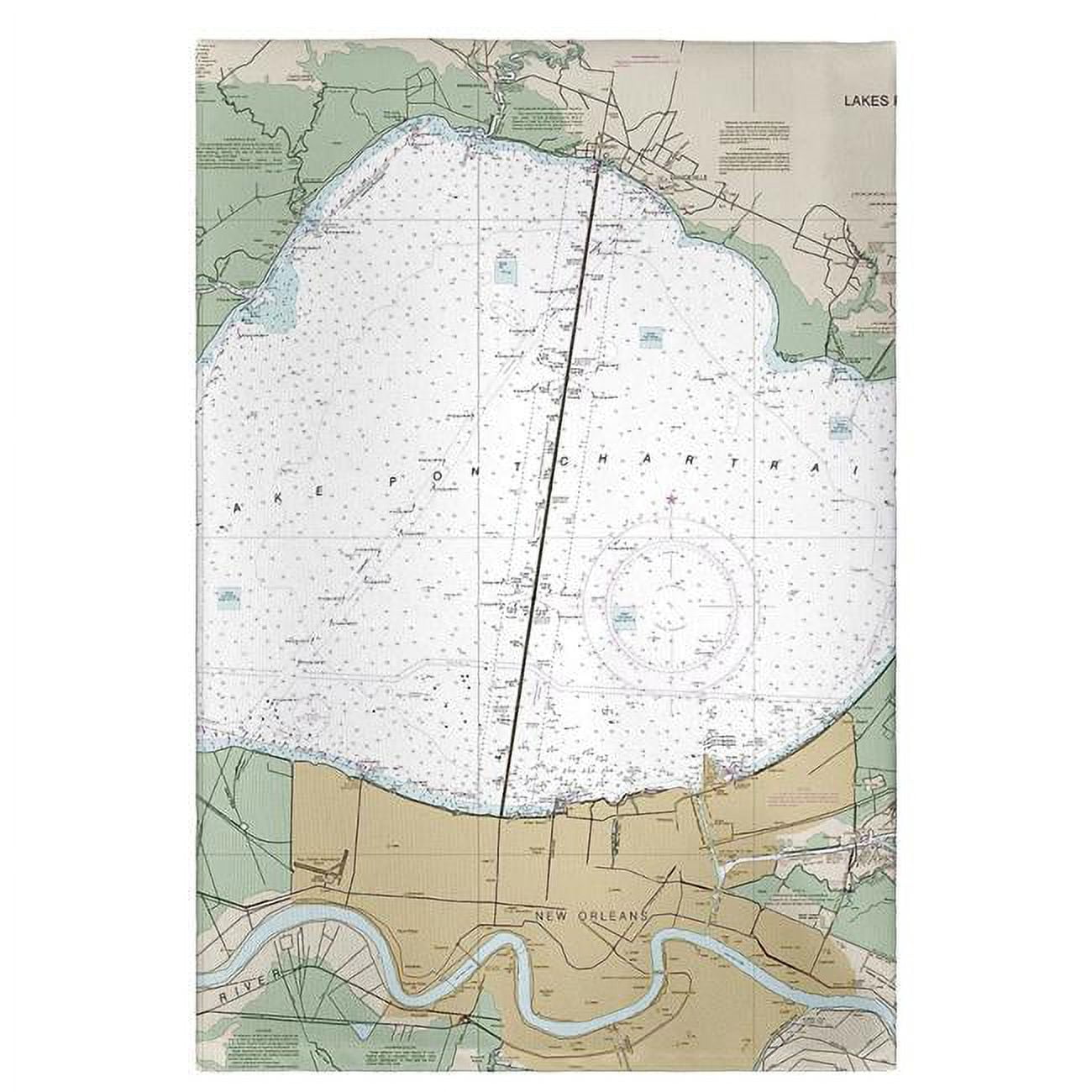 Picture of Betsy Drake GT11369 Lake Pontchartrain & Majrepas, LA Nautical Map Guest Towel