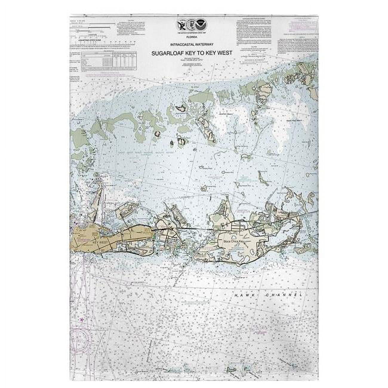 Picture of Betsy Drake GT11446K Sugarloaf Key to Key West, FL Nautical Map Guest Towel