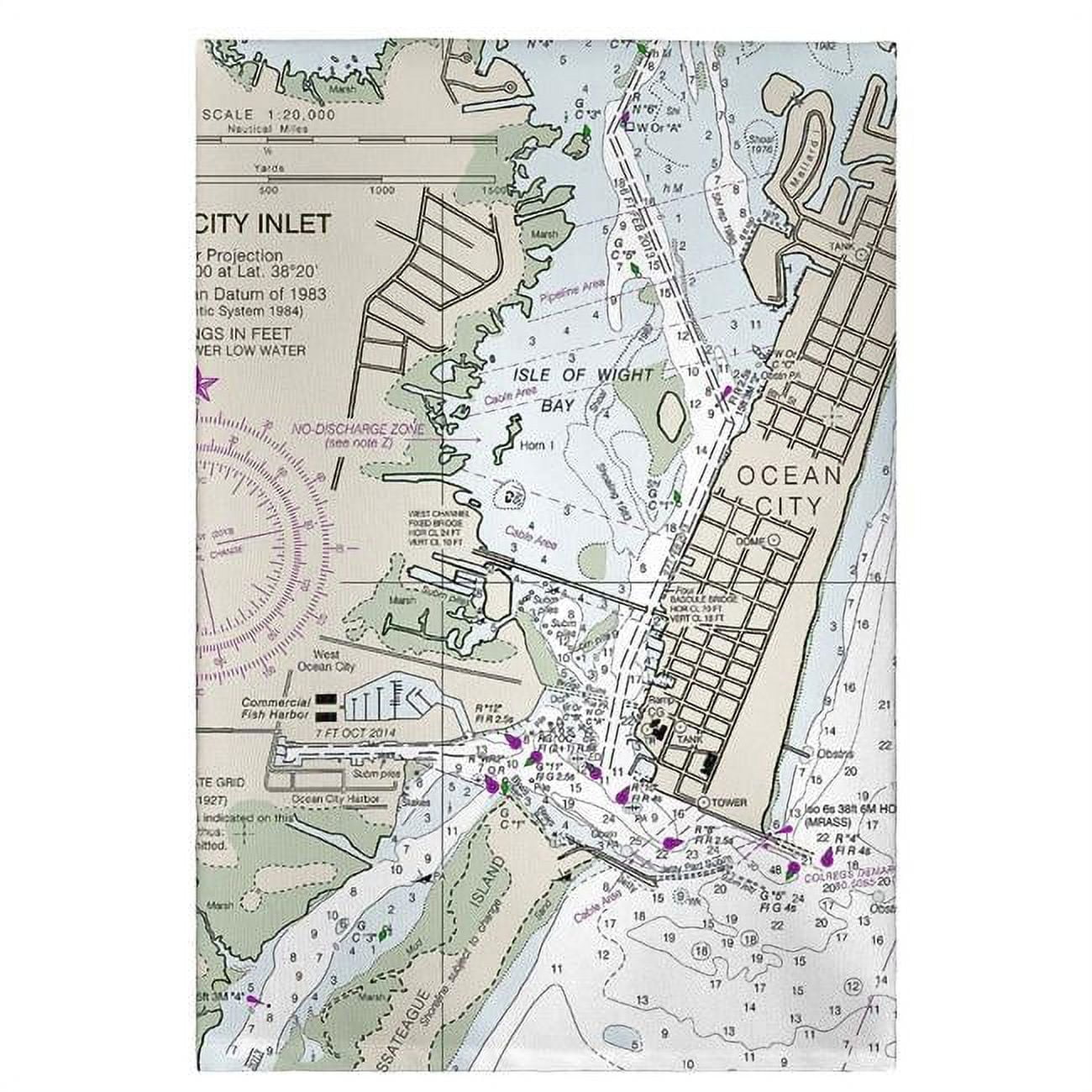 Picture of Betsy Drake GT12211OC Ocean City Inlet, VA Nautical Map Guest Towel