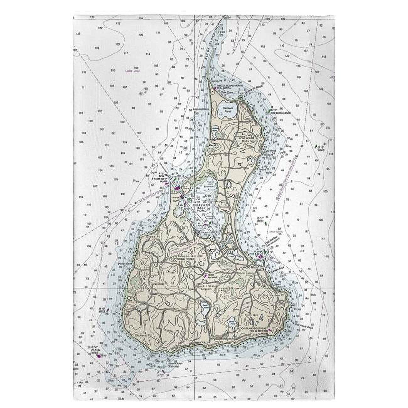 Picture of Betsy Drake GT13215 Block Island, RI Nautical Map Guest Towel