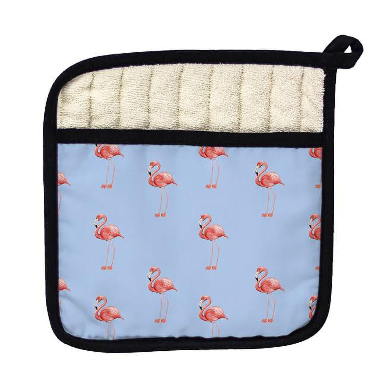 Picture of Betsy Drake PT084B Tiled Flamingos on Blue Pot Holder