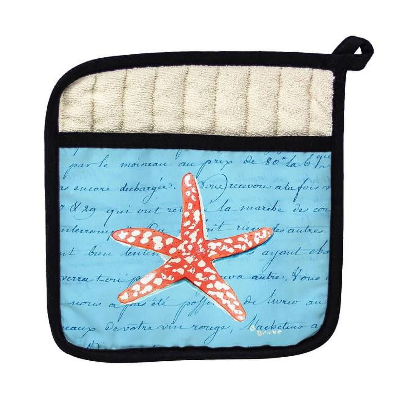Picture of Betsy Drake PT091B Coral Starfish Blue Pot Holder