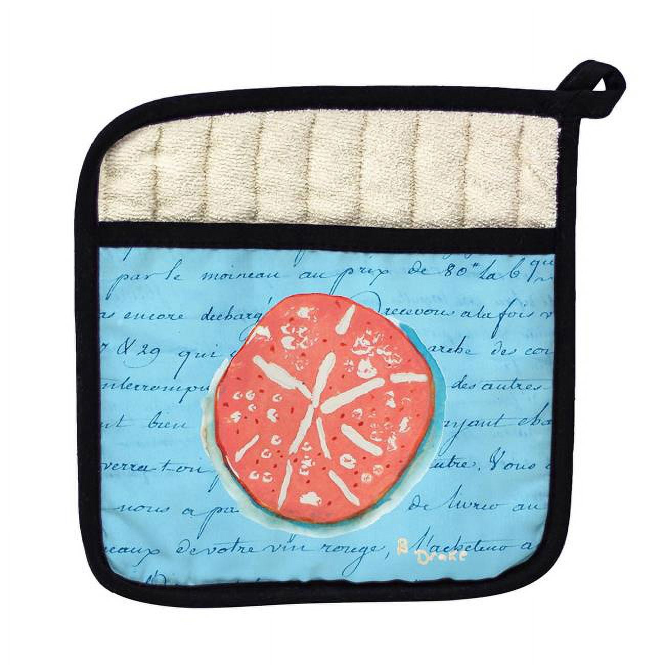 Picture of Betsy Drake PT092B Coral Sand Dollar Blue Pot Holder