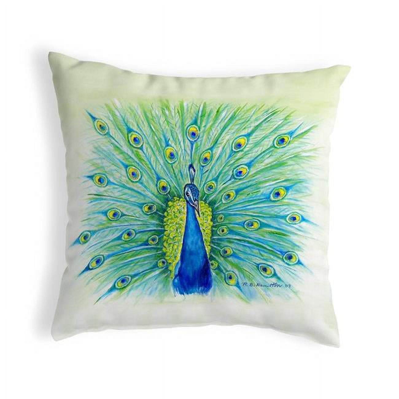 12 x 12 in. Peacock Small No-Cord Pillow