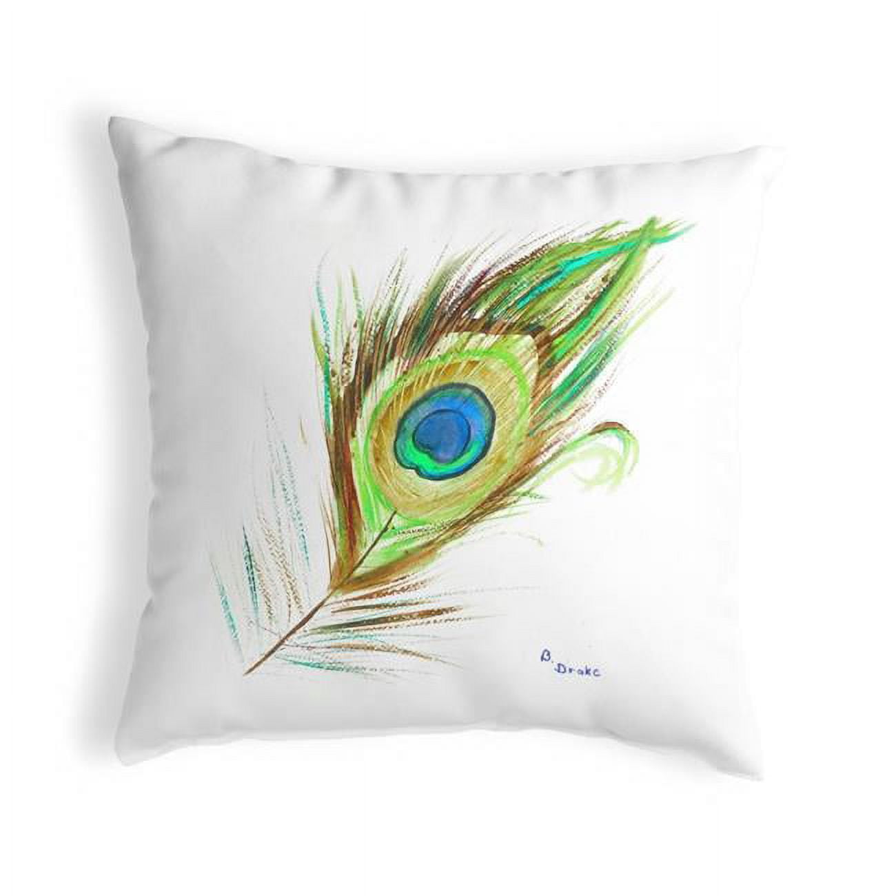 12 x 12 in. Peacock Feather Small No-Cord Pillow