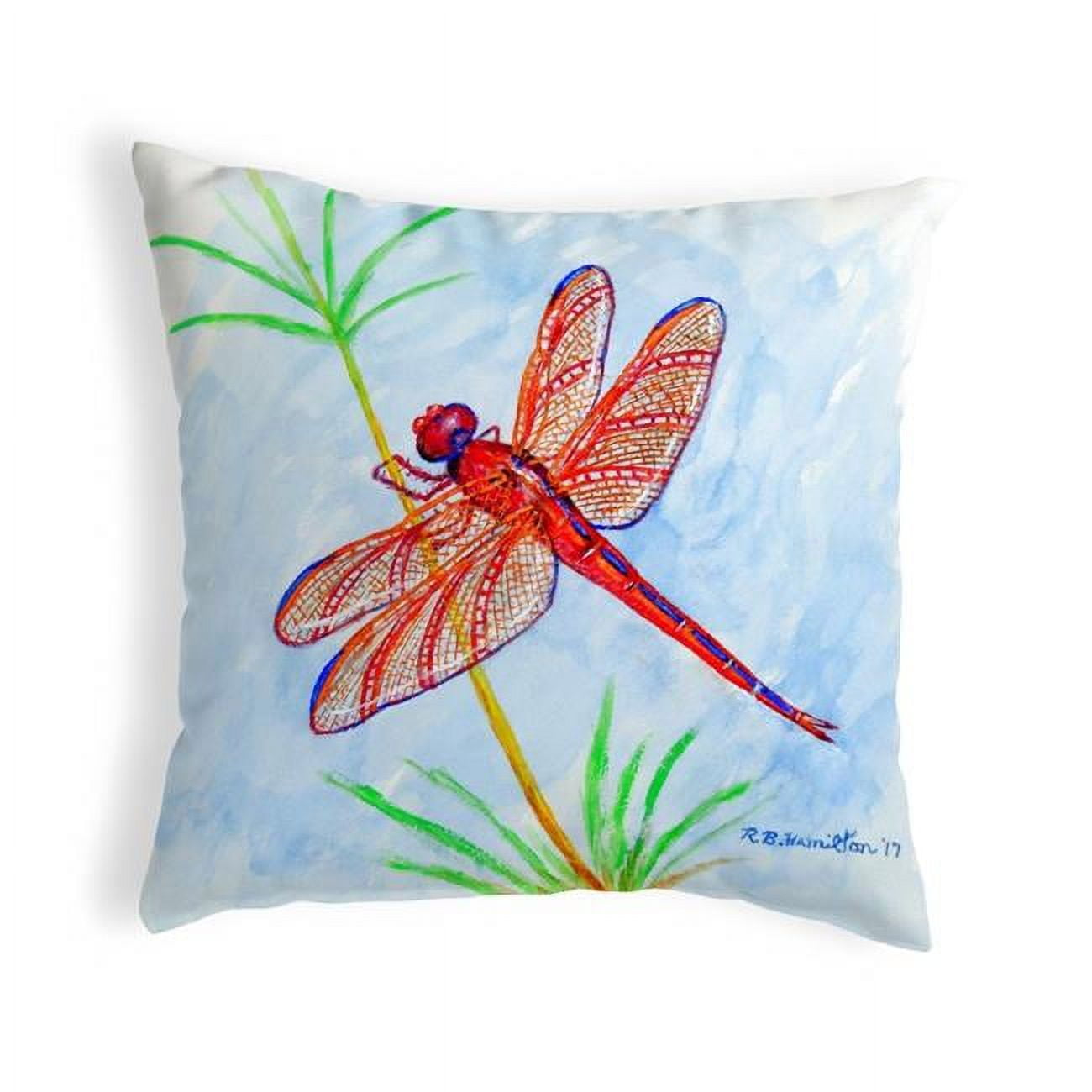 12 x 12 in. Red Dragonfly Small No-Cord Pillow