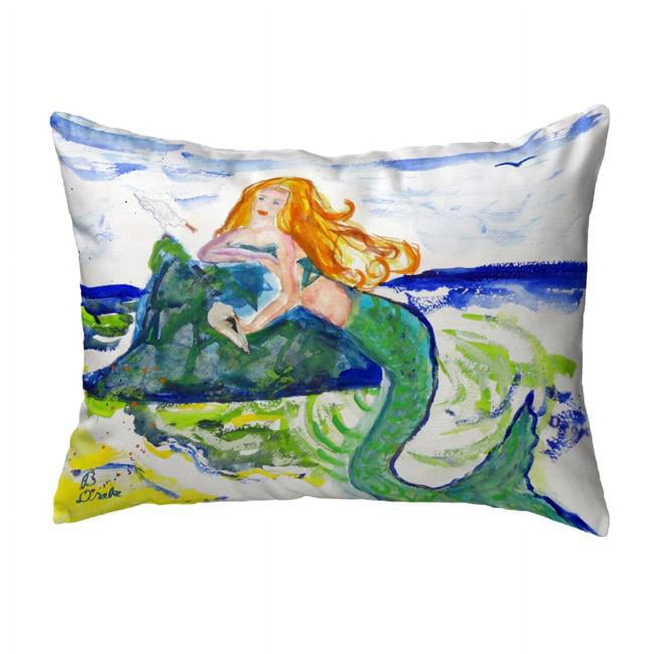 11 x 14 in. Mermaid on Rock Small No-Cord Pillow