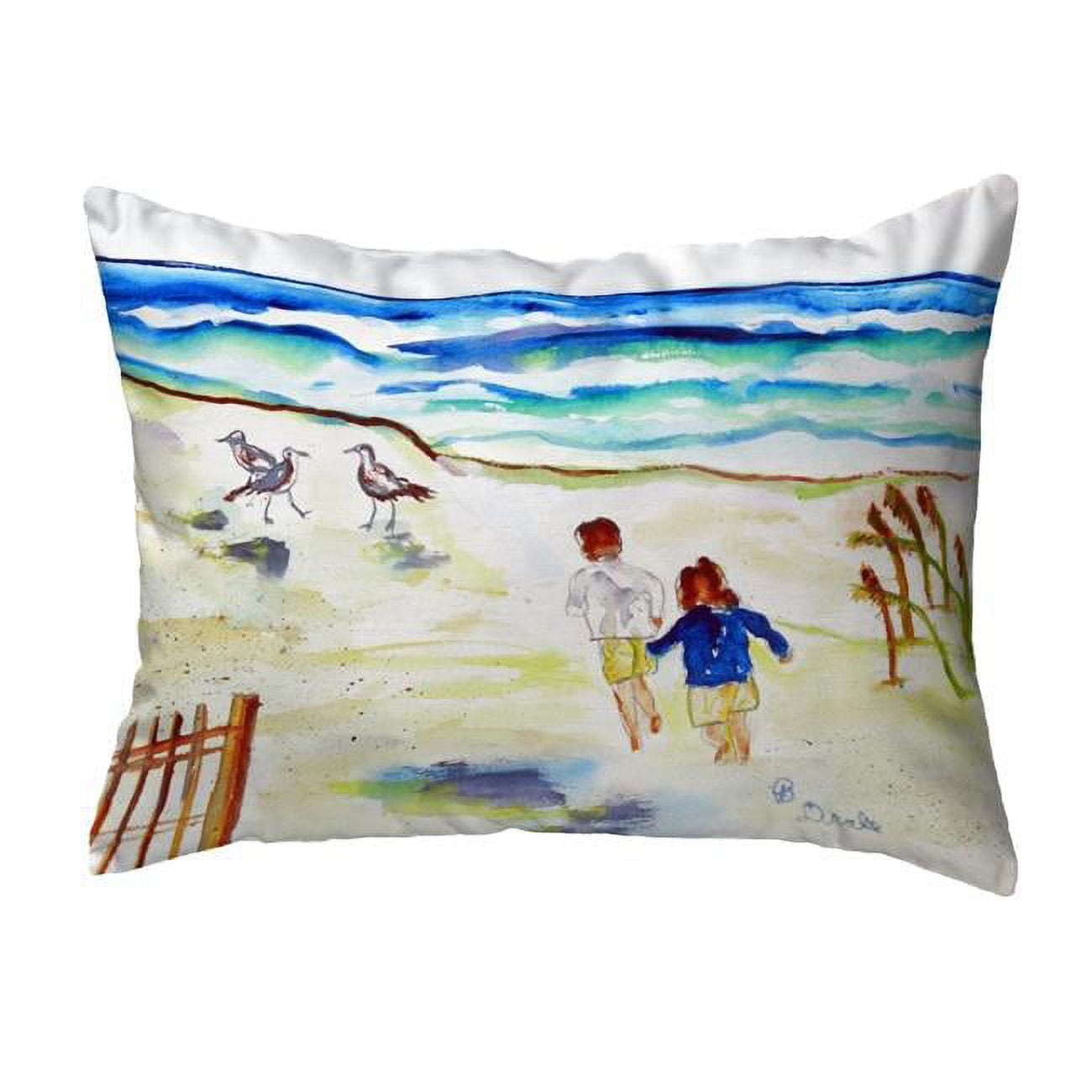 11 x 14 in. Running At the Beach Small No-Cord Pillow
