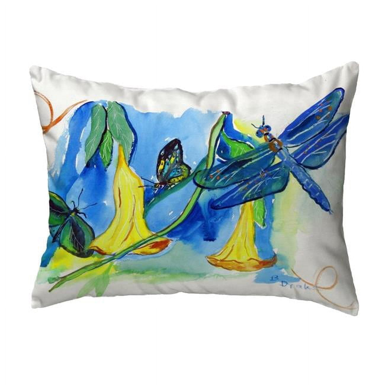 11 x 14 in. Yellow Bells & Dragonfly Small No-Cord Pillow