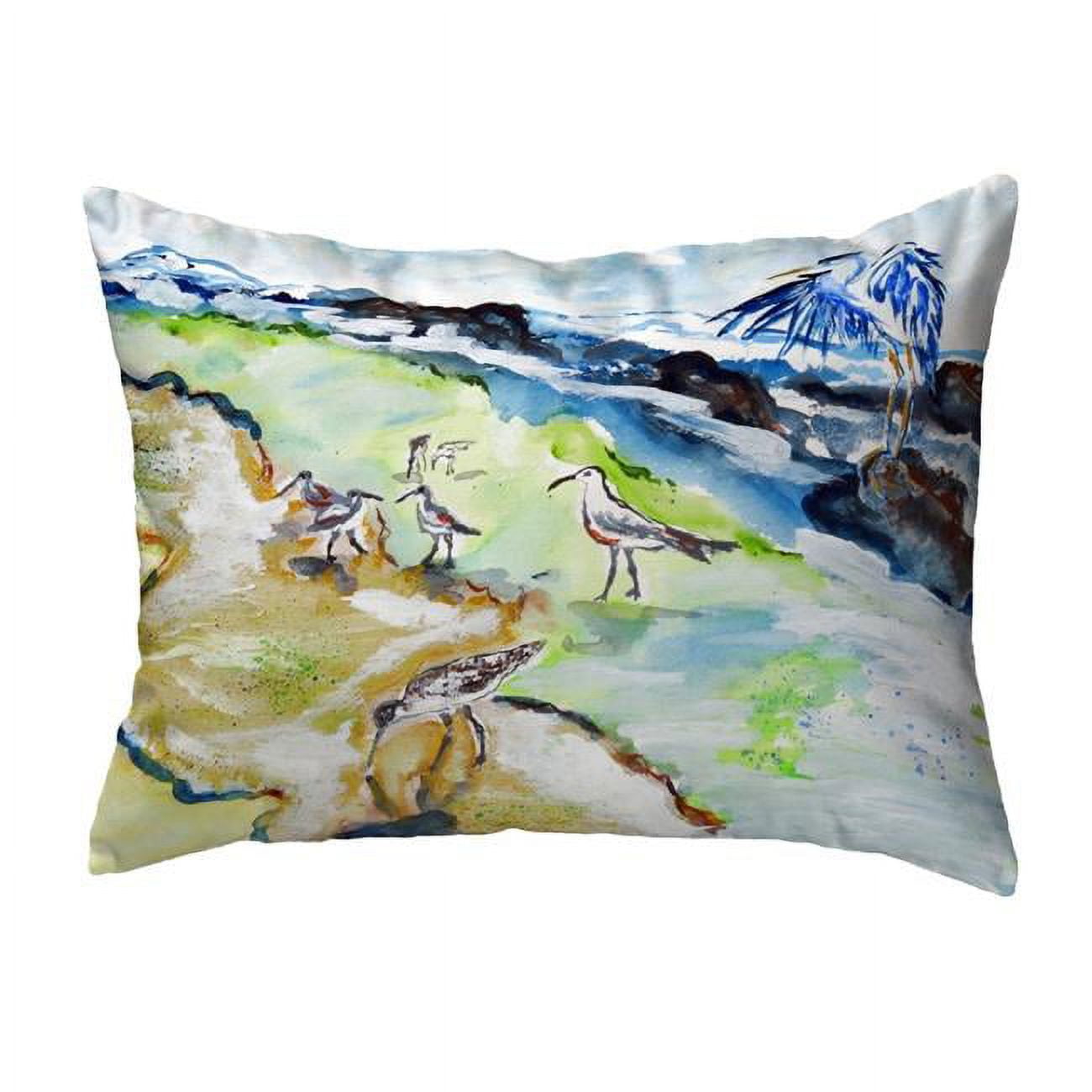 11 x 14 in. Sandpipers & Heron Small No-Cord Pillow
