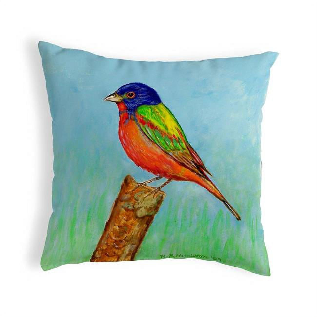 12 x 12 in. Painted Bunting Small No-Cord Pillow