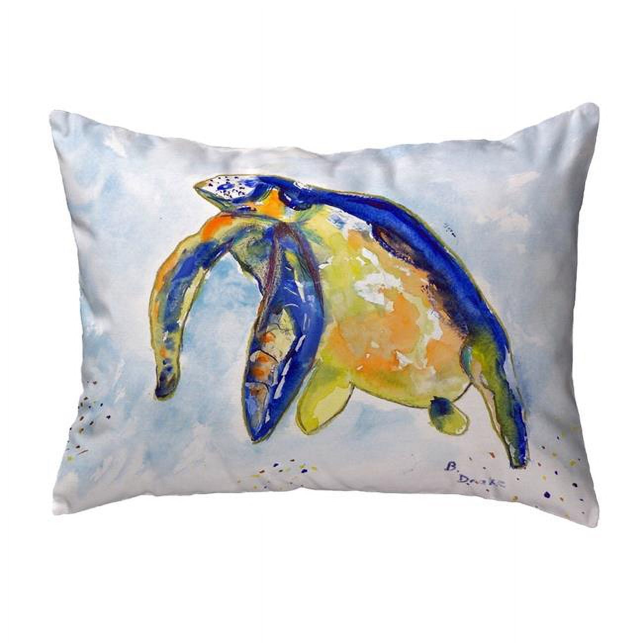 11 x 14 in. Blue Sea Turtle - Left Small No-Cord Pillow