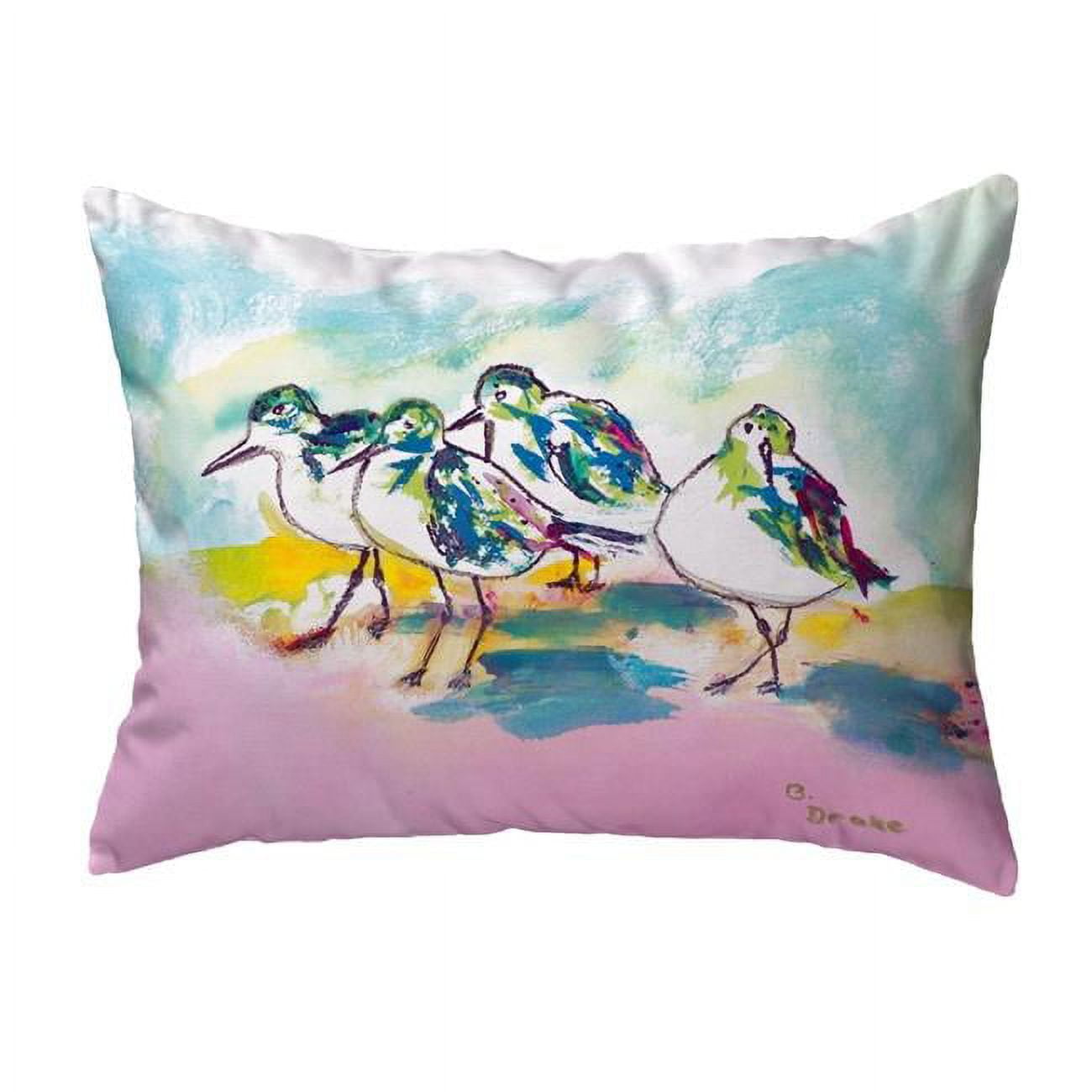 11 x 14 in. Pink Sanderlings Small No-Cord Pillow