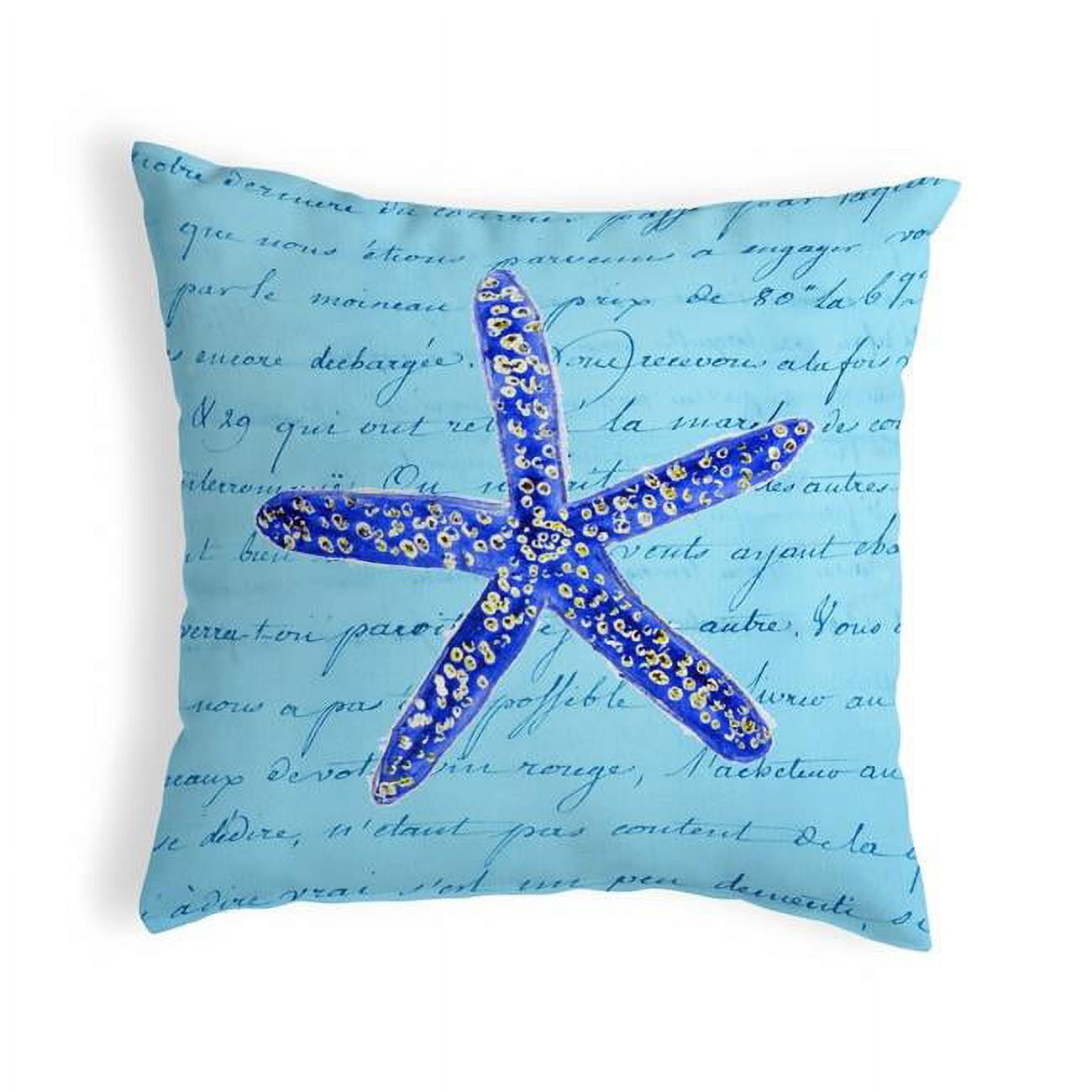 12 x 12 in. Blue Starfish Small No-Cord Pillow