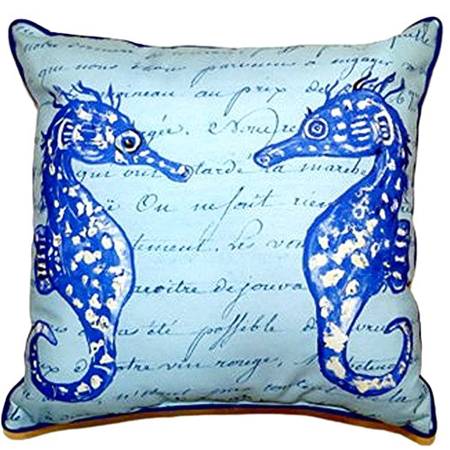 22 x 22 in. Blue Sea Horses Extra Large Zippered Pillow