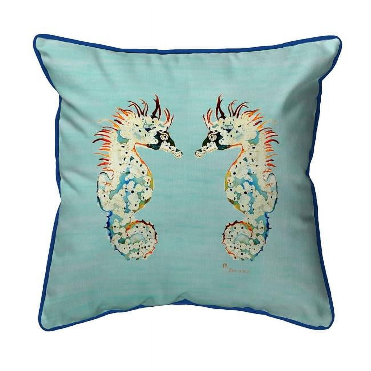 22 x 22 in. Betsys Sea Horses Teal Extra Large Zippered Pillow