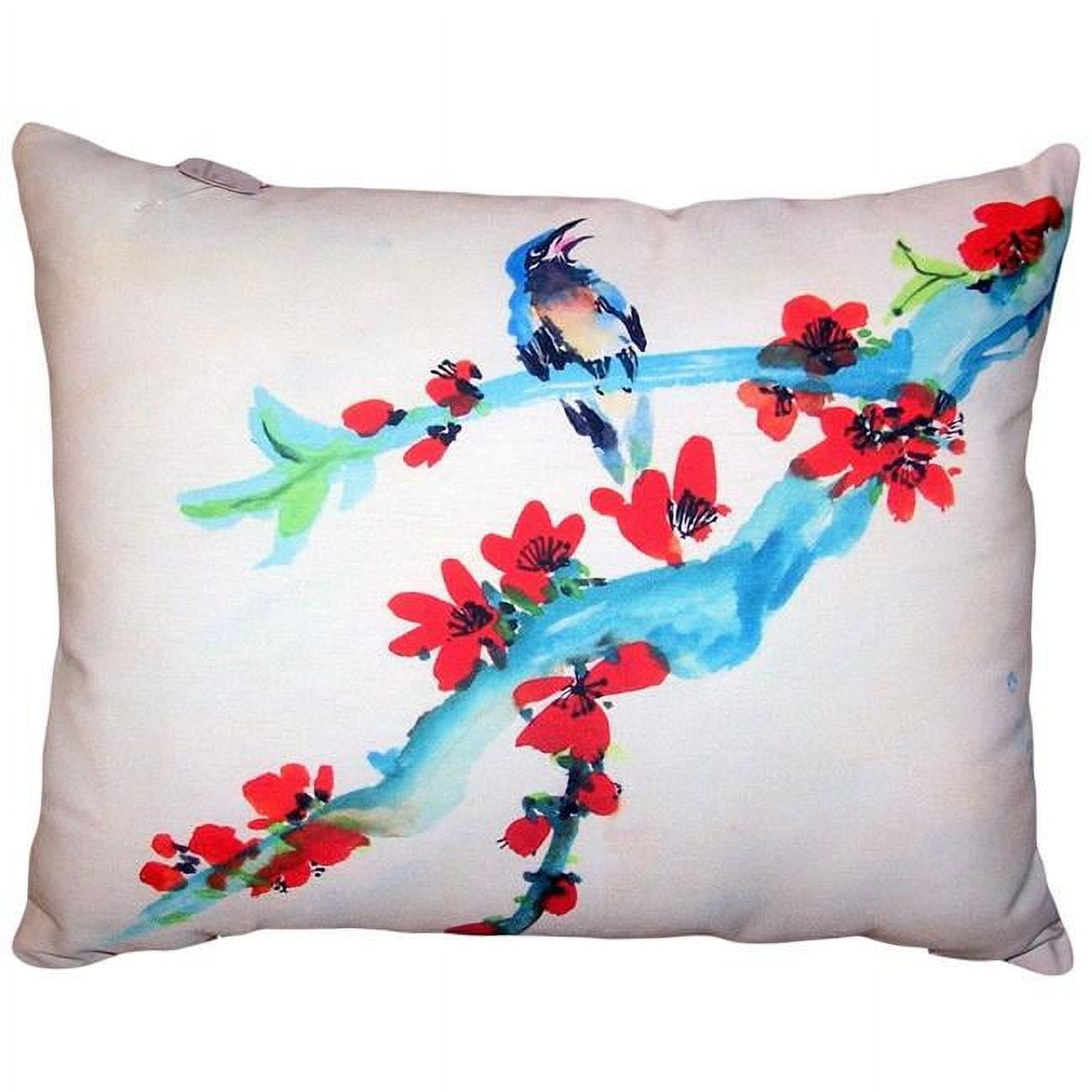 NC657 16 x 20 in. Red Buds & Bird No Cord Pillow