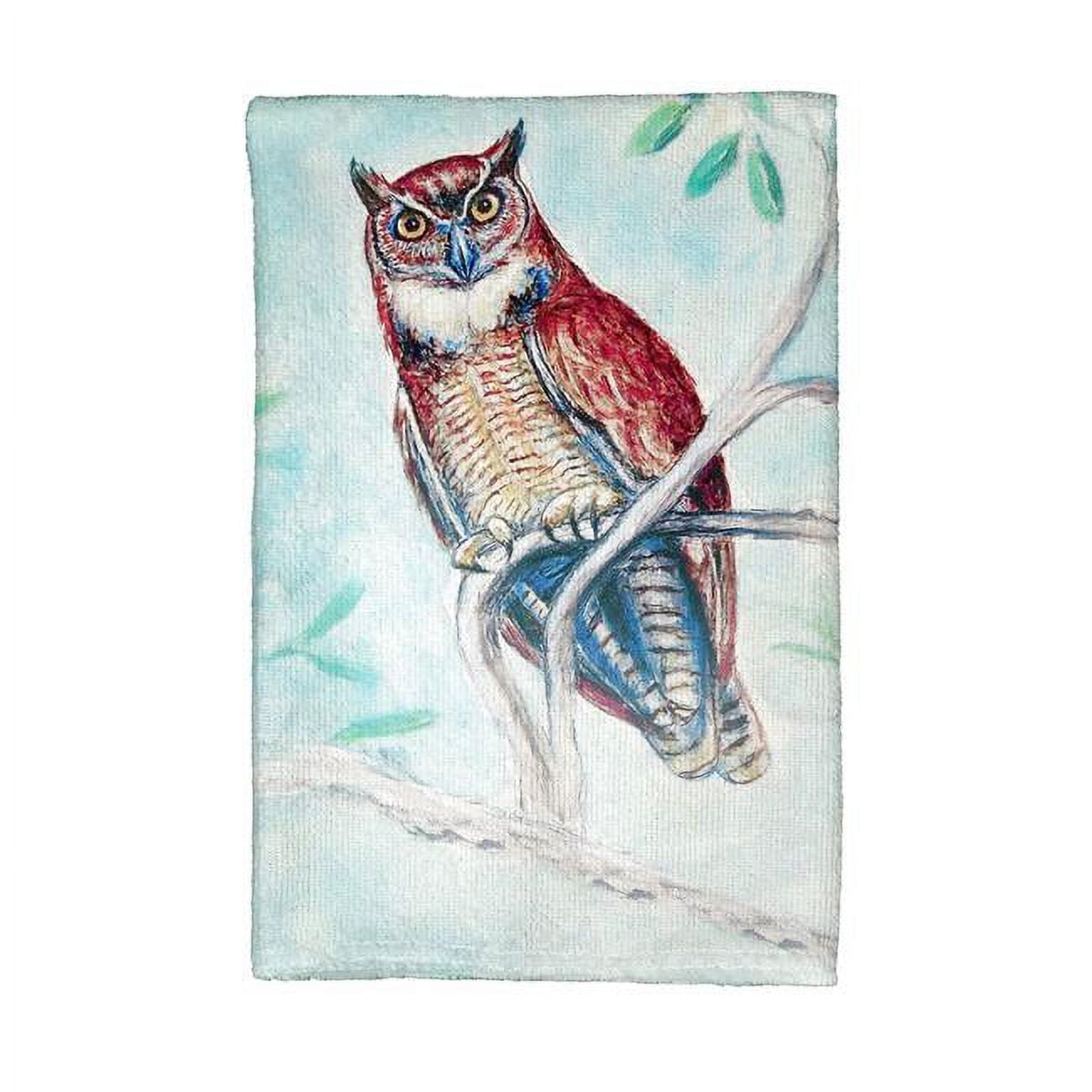 Picture of Betsy Drake KT732 Owl in Teal Kitchen Towel