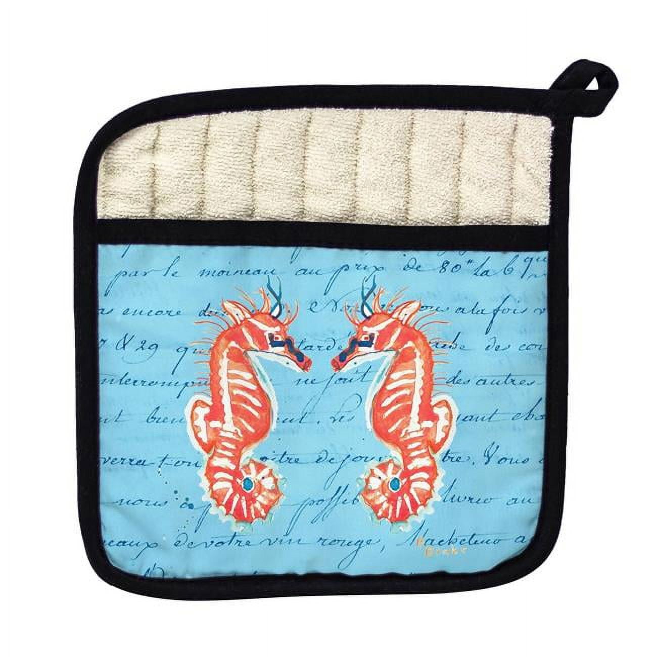 Picture of Betsy Drake PT101B Coral Sea Horse Script Pot Holder