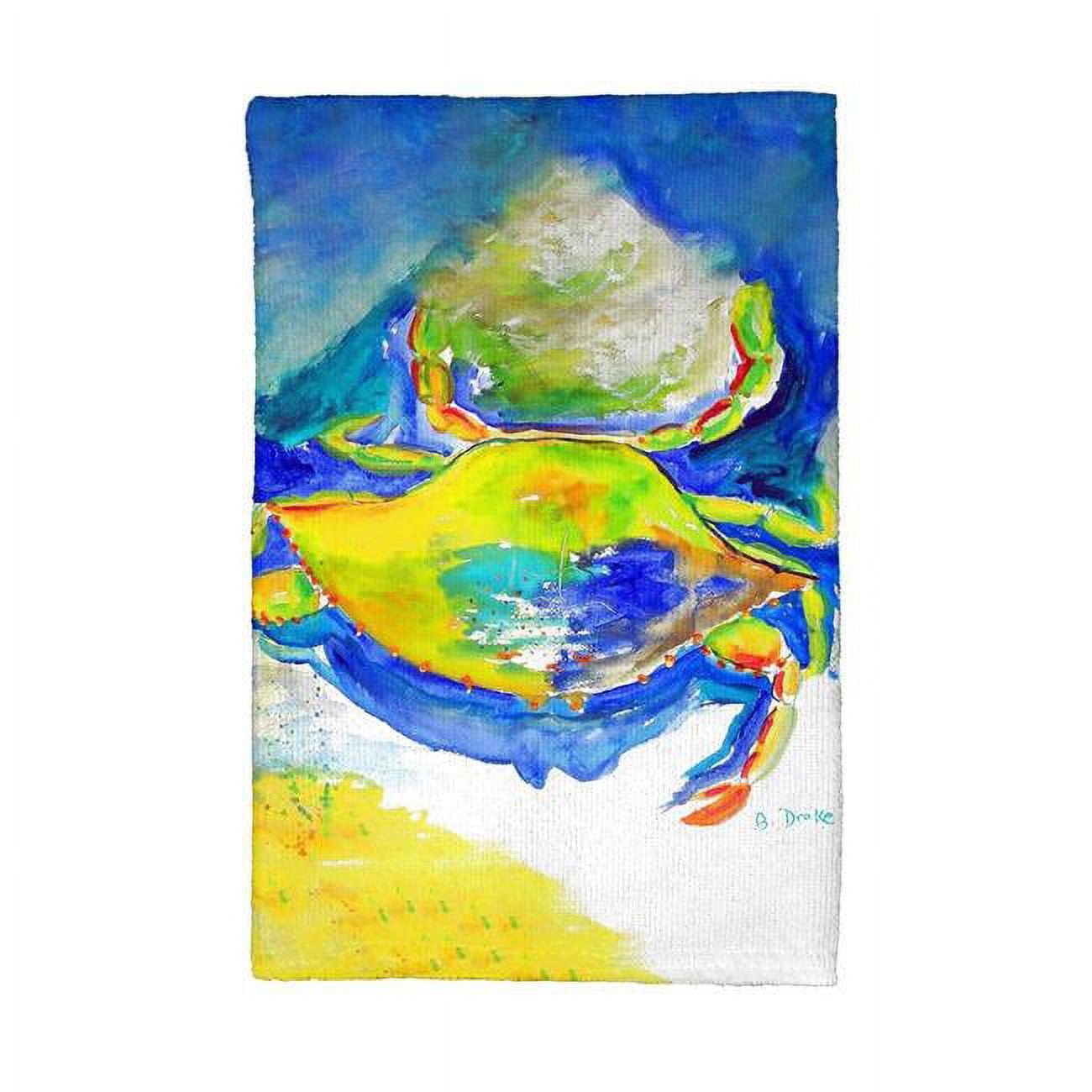 Picture of Betsy Drake KT1027 Blue & Yellow Crab Kitchen Towel