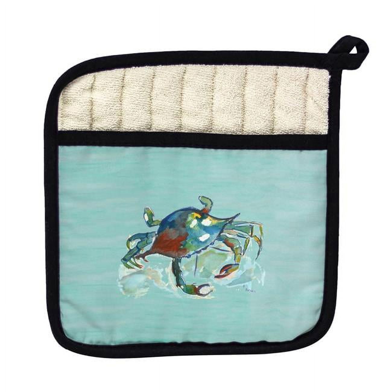 Picture of Betsy Drake PT105C Betsys Crab on Aqua Pot Holder