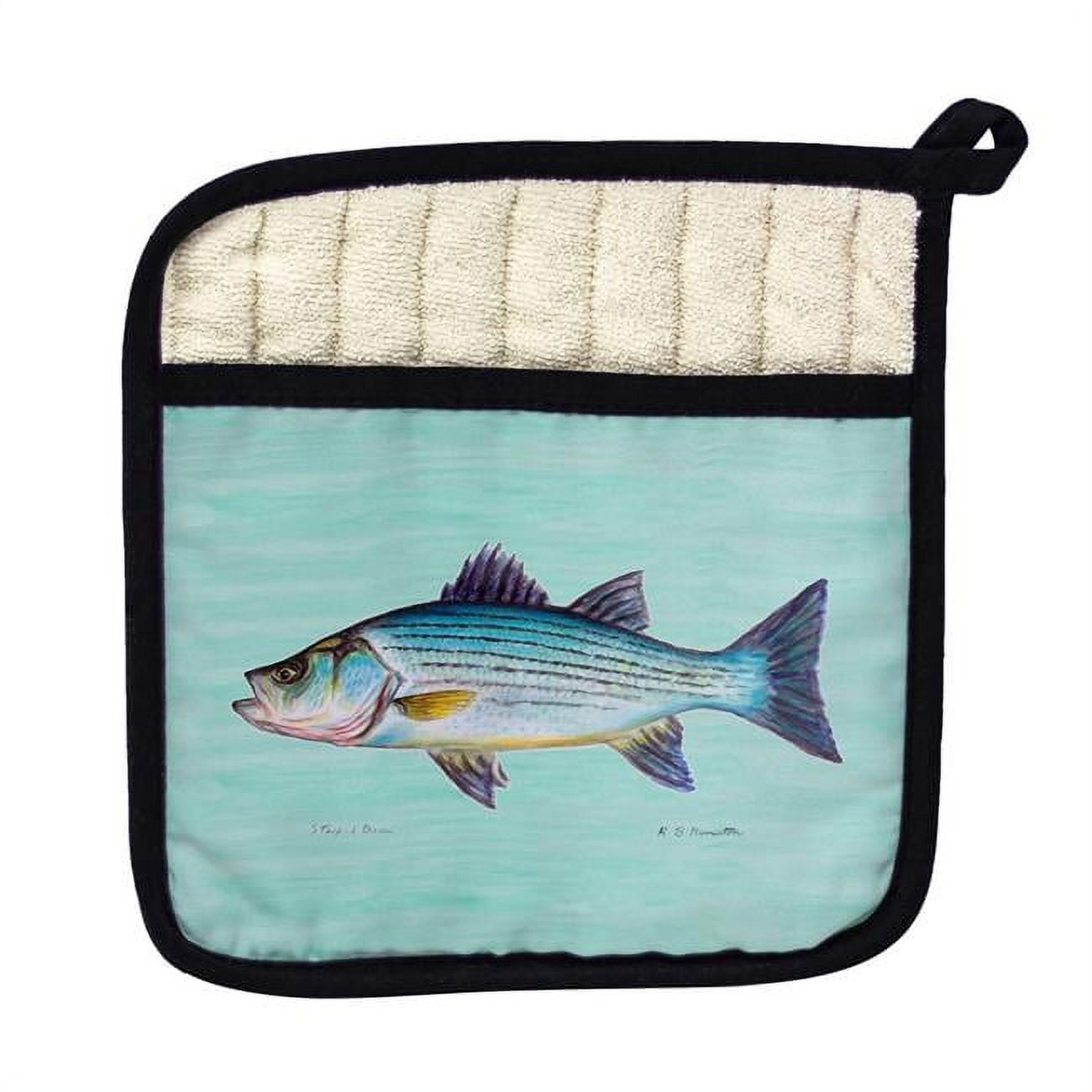 Picture of Betsy Drake PT002AC Striped Bass Aqua Pot Holder
