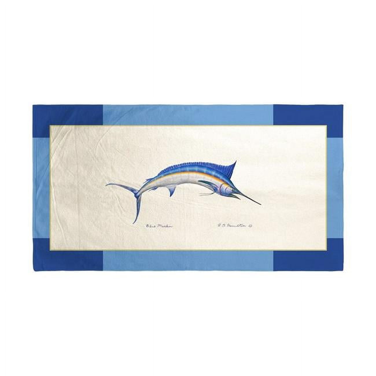 BT015B Blue Marlin Border Beach Towel