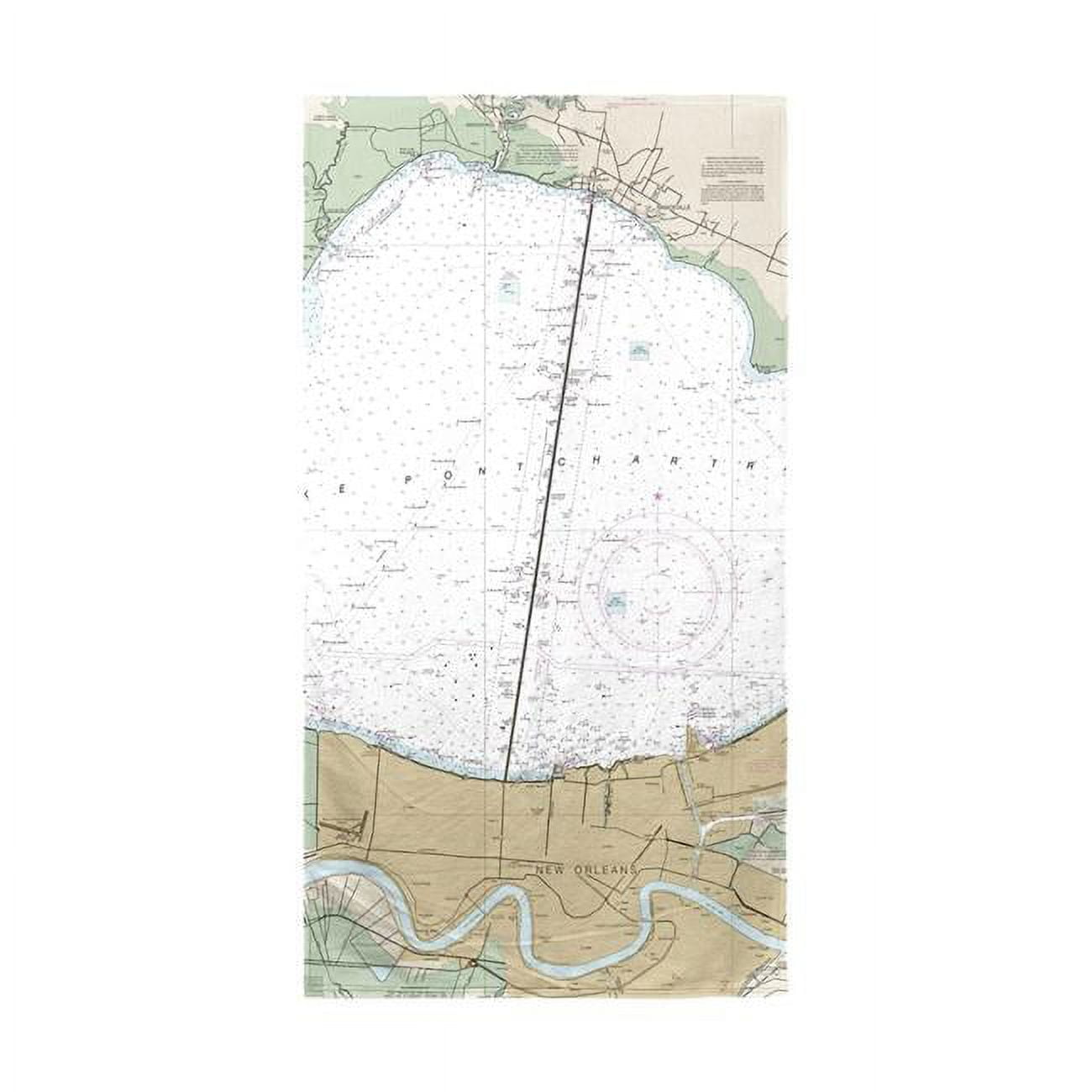 Lake Pontchartrain & Majrepas, LA Nautical Map Beach Towel