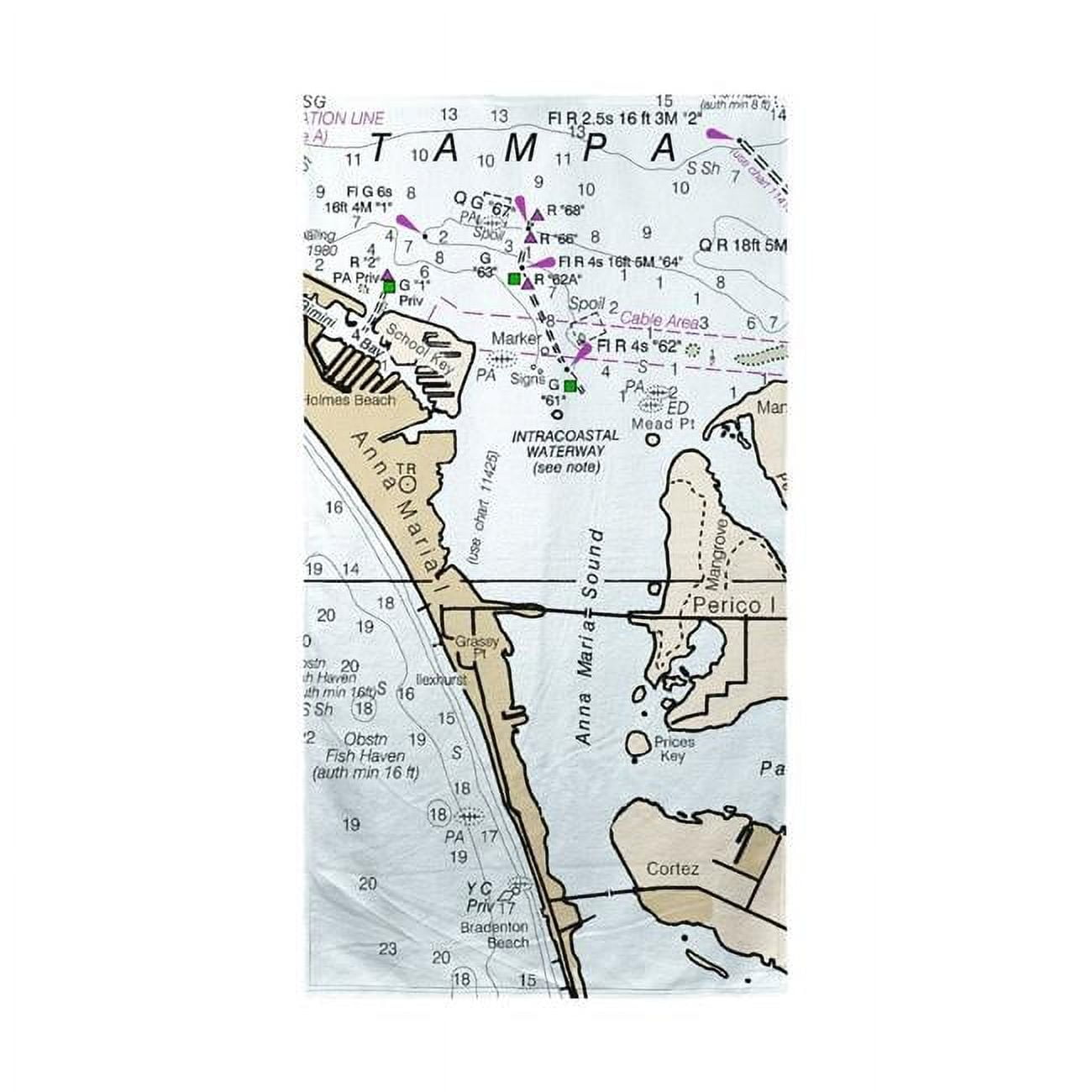 Anna Maria Island, FL Nautical Map Beach Towel