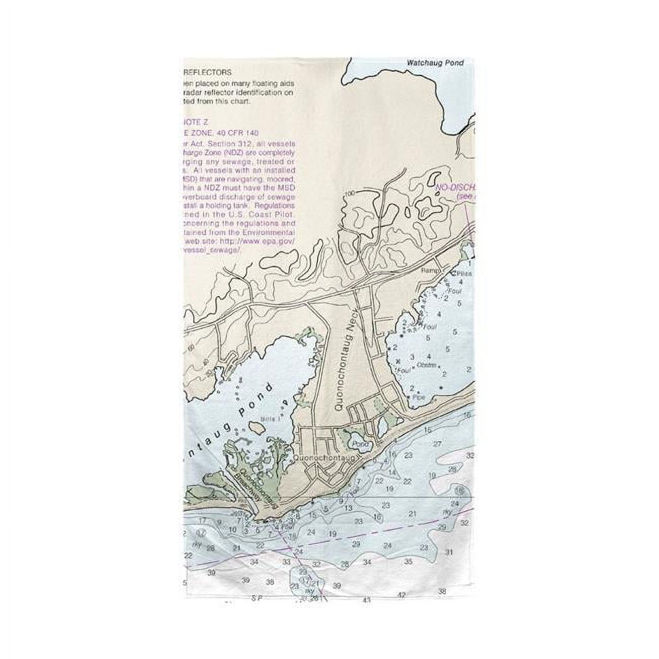 Block Island Sound - Quonochontaug, RI Nautical Map Beach Towel