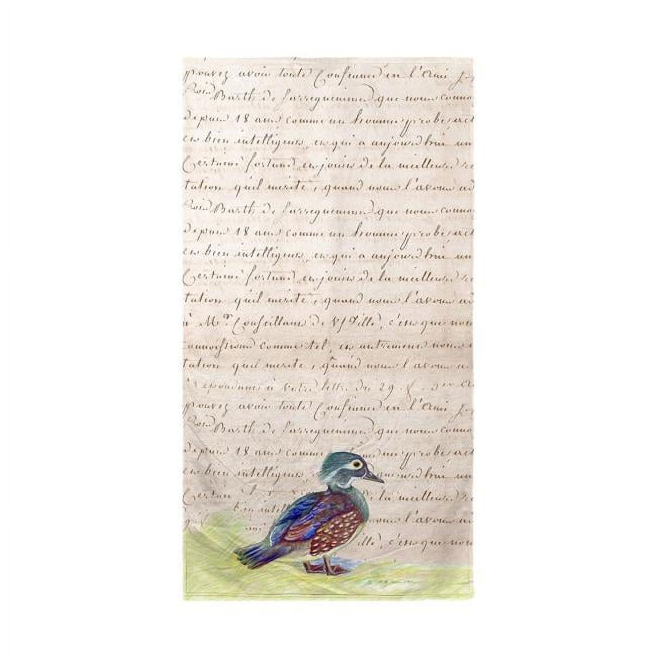 Female Wood Duck Beige Script Beach Towel