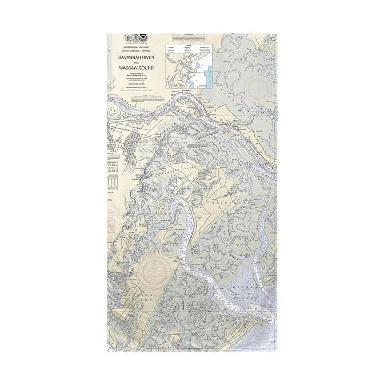 Savannah River & Wassaw Sound, GA Nautical Map Beach Towel