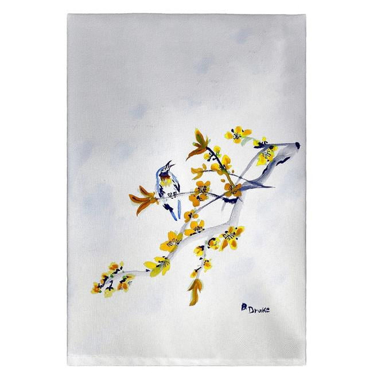 Picture of Betsy Drake GT521 Forsythia & Bird Guest Towel