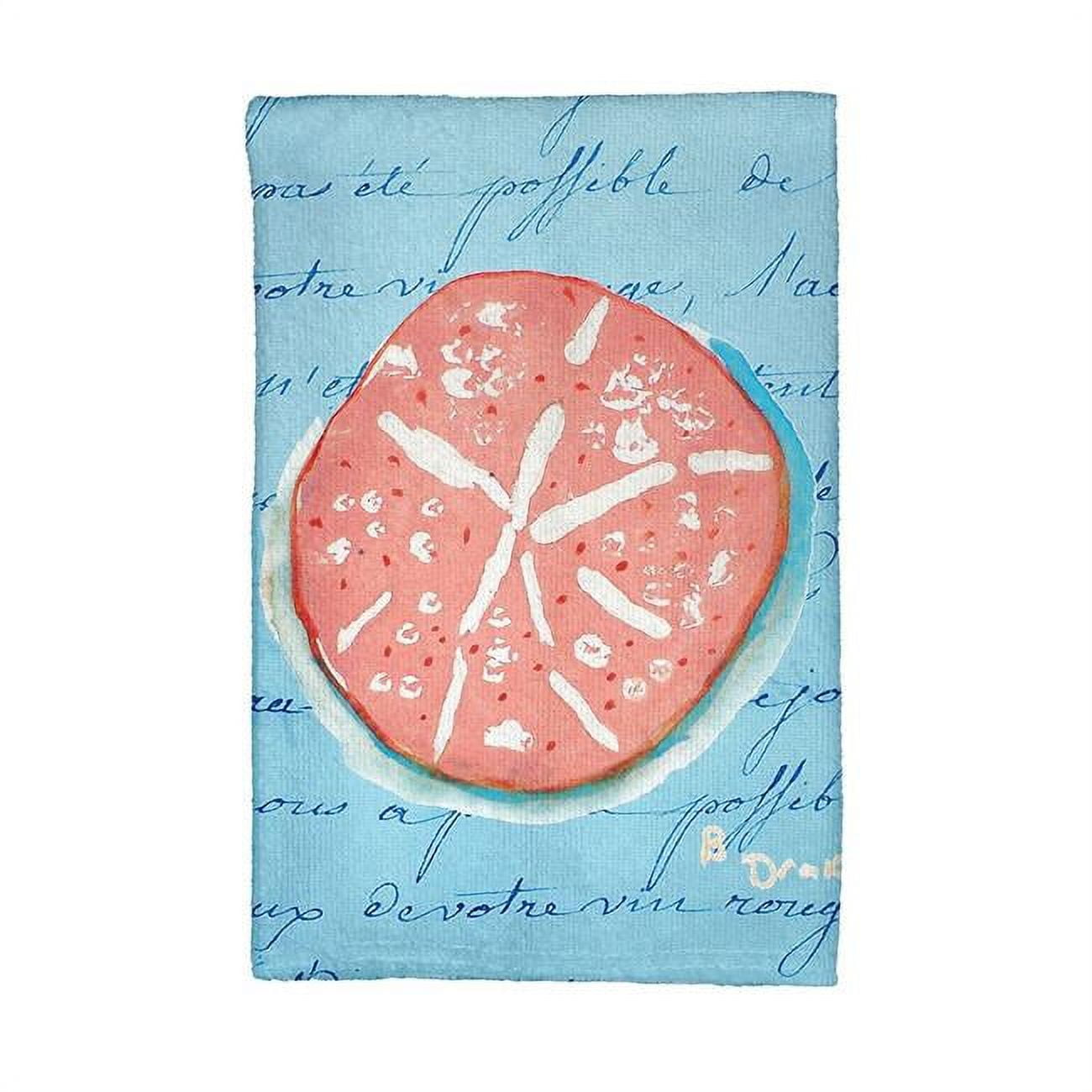 Picture of Betsy Drake KT092B Coral Sand Dollar Blue Script Kitchen Towel