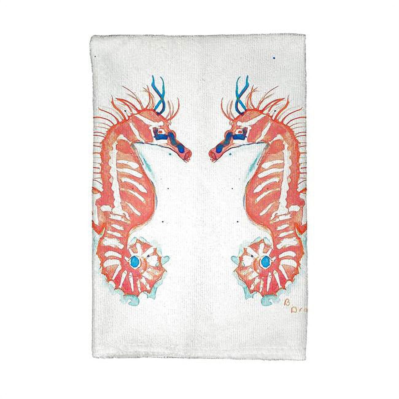 Picture of Betsy Drake KT100 Coral Sea Horses Kitchen Towel