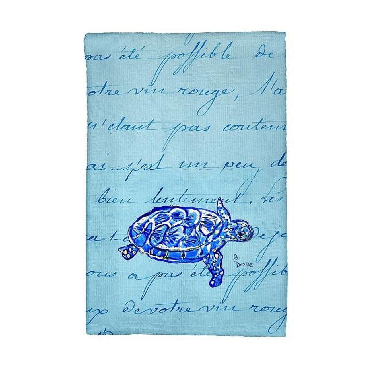 Picture of Betsy Drake KT344 Blue Script Sea Turtle Kitchen Towel