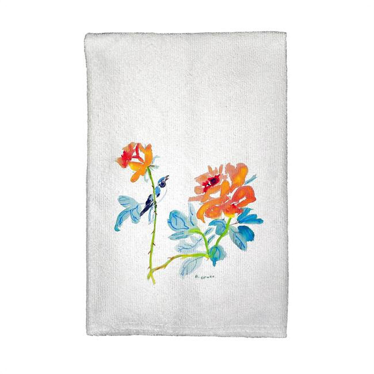 Picture of Betsy Drake KT490 Bird & Roses Kitchen Towel