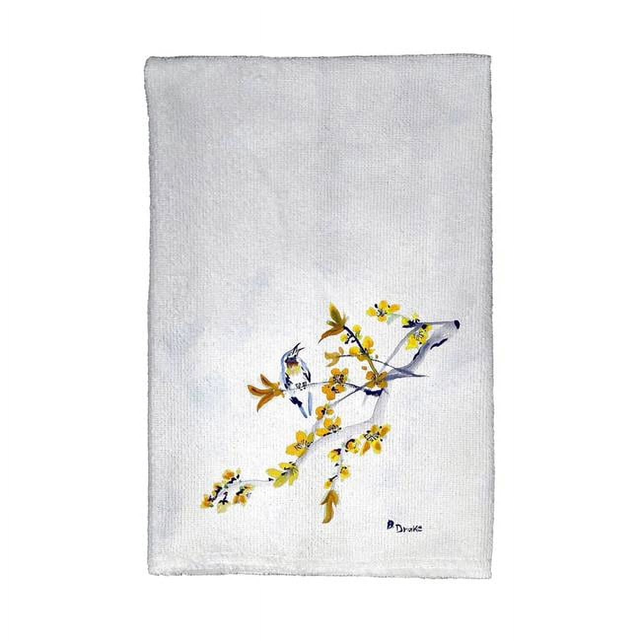 Picture of Betsy Drake KT521 Forsythia & Bird Kitchen Towel