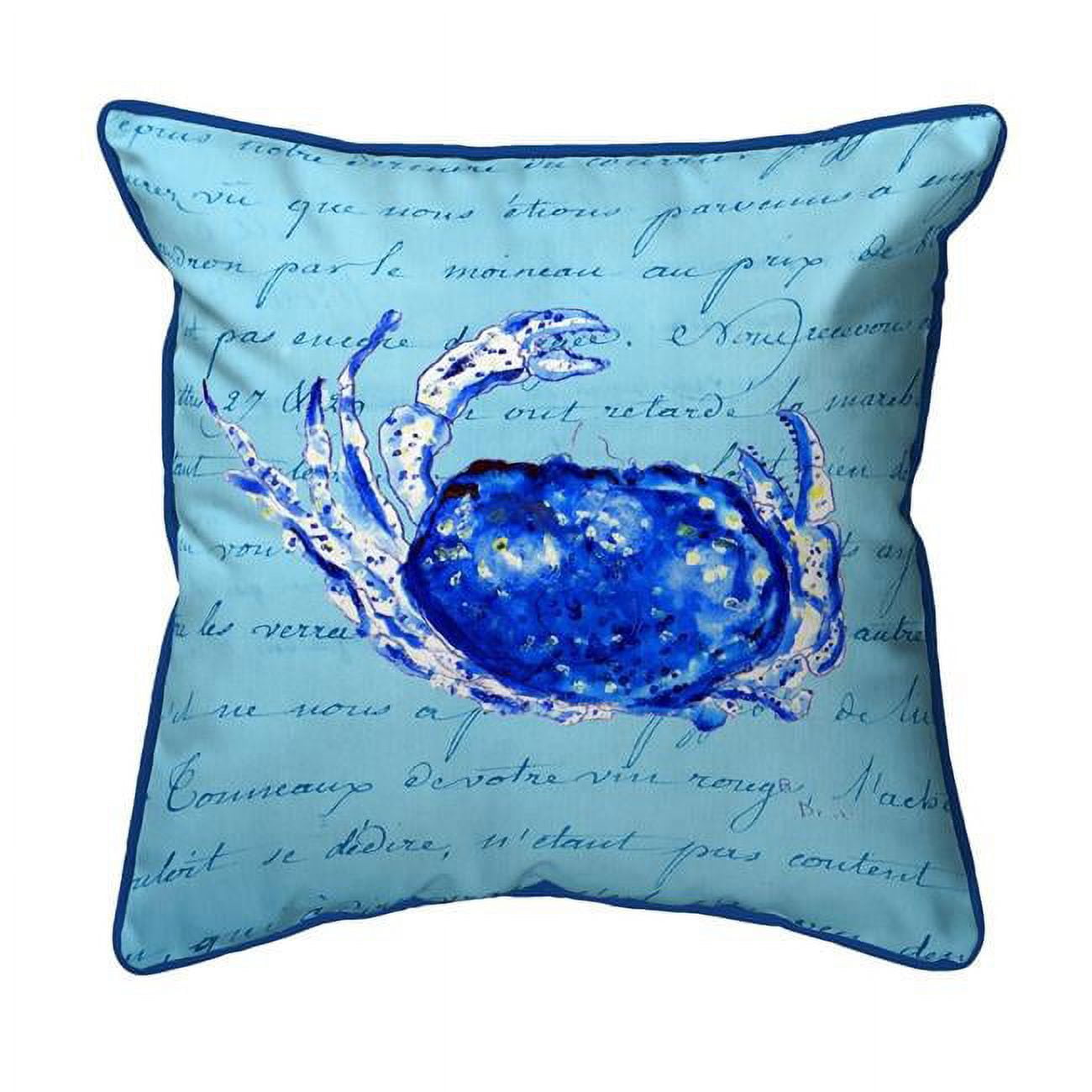 12 x 12 in. Blue Script Crab Small Indoor & Outdoor Pillow