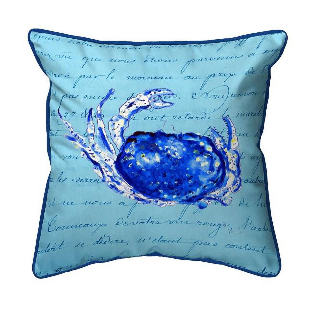 22 x 22 in. Blue Script Crab Extra Large Zippered Pillow