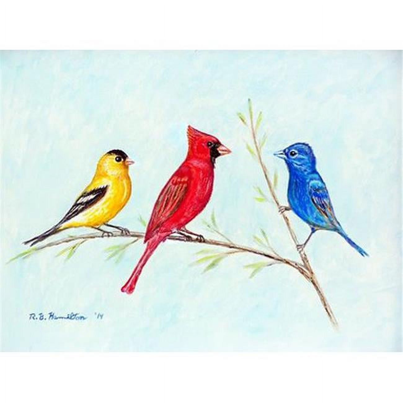 Picture of Betsy Drake PM298 Three Birds Place Mat - Set of 4