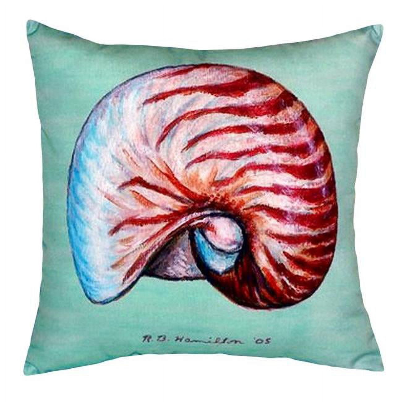 18 x 18 in. Nautilus Shell Teal No Cord Pillow