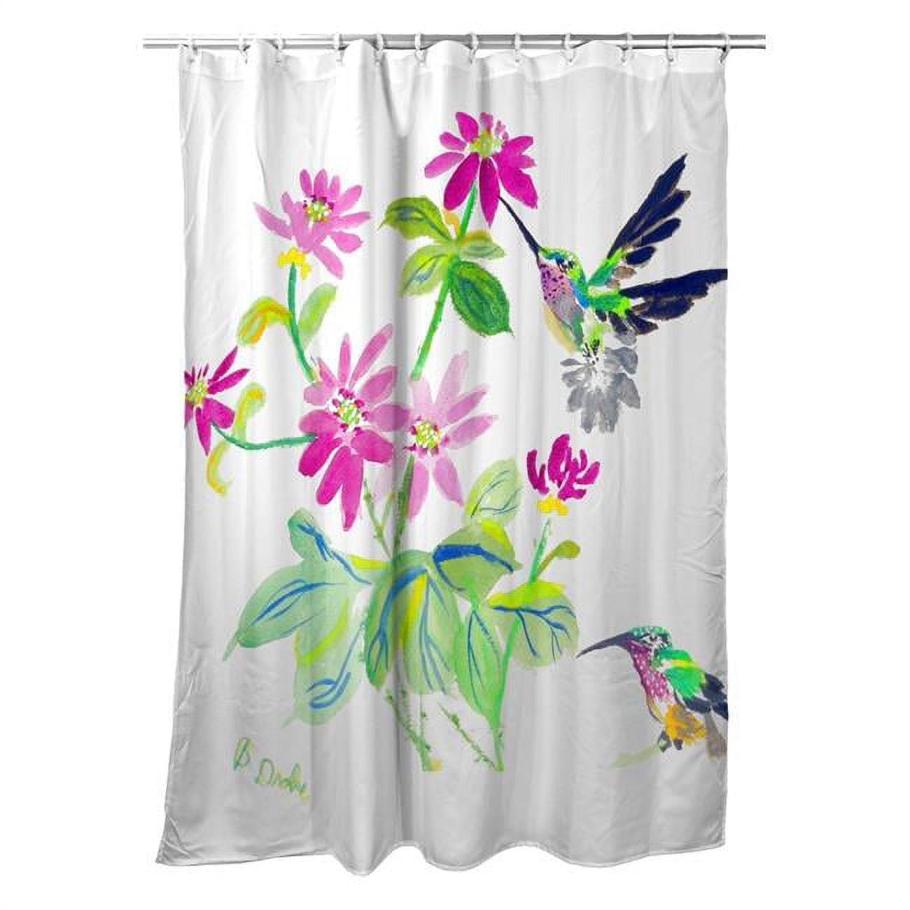 Picture of Betsy Drake SH1008 Ruby Throat Hummingbird Shower Curtain