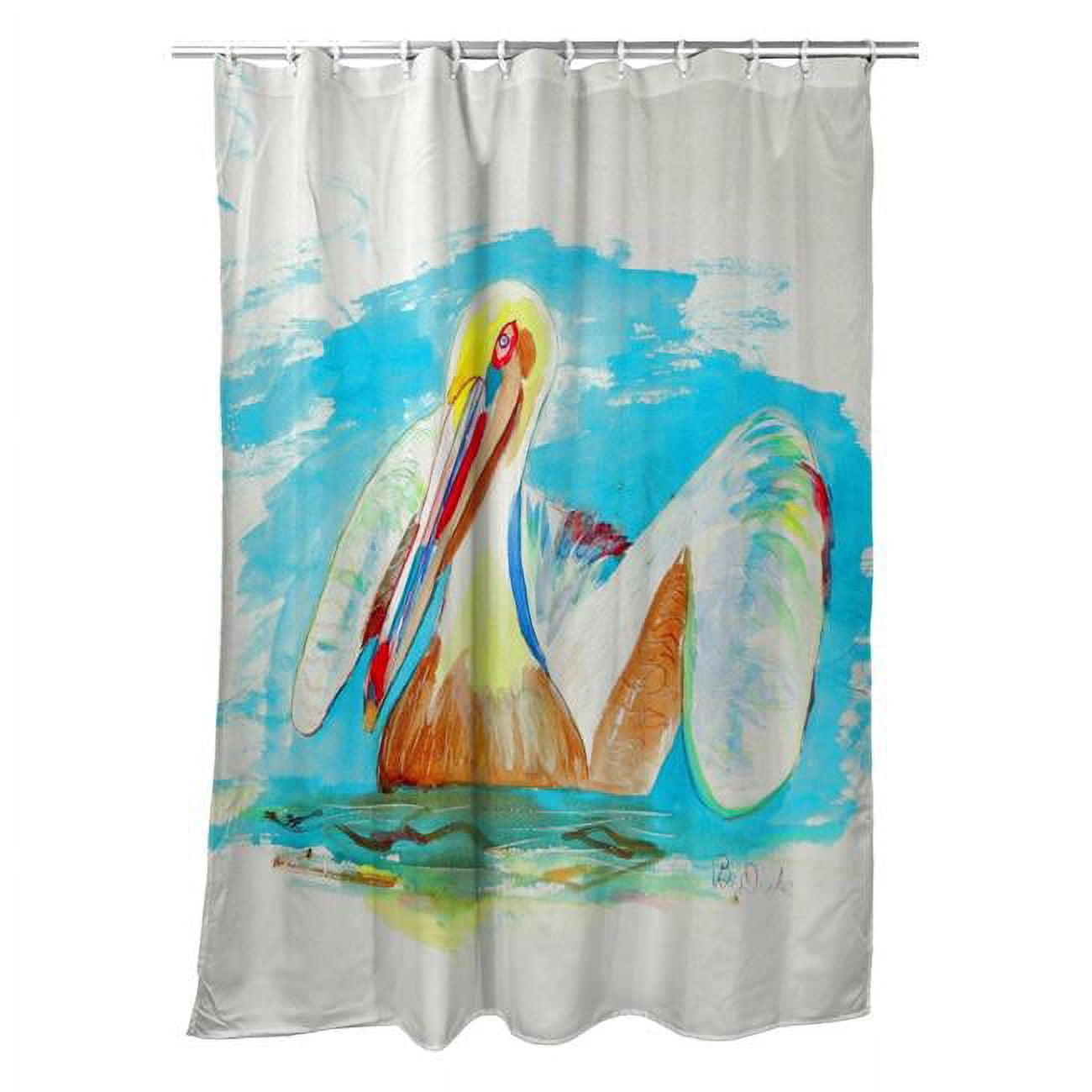 SH715 Pelican in Teal Shower Curtain