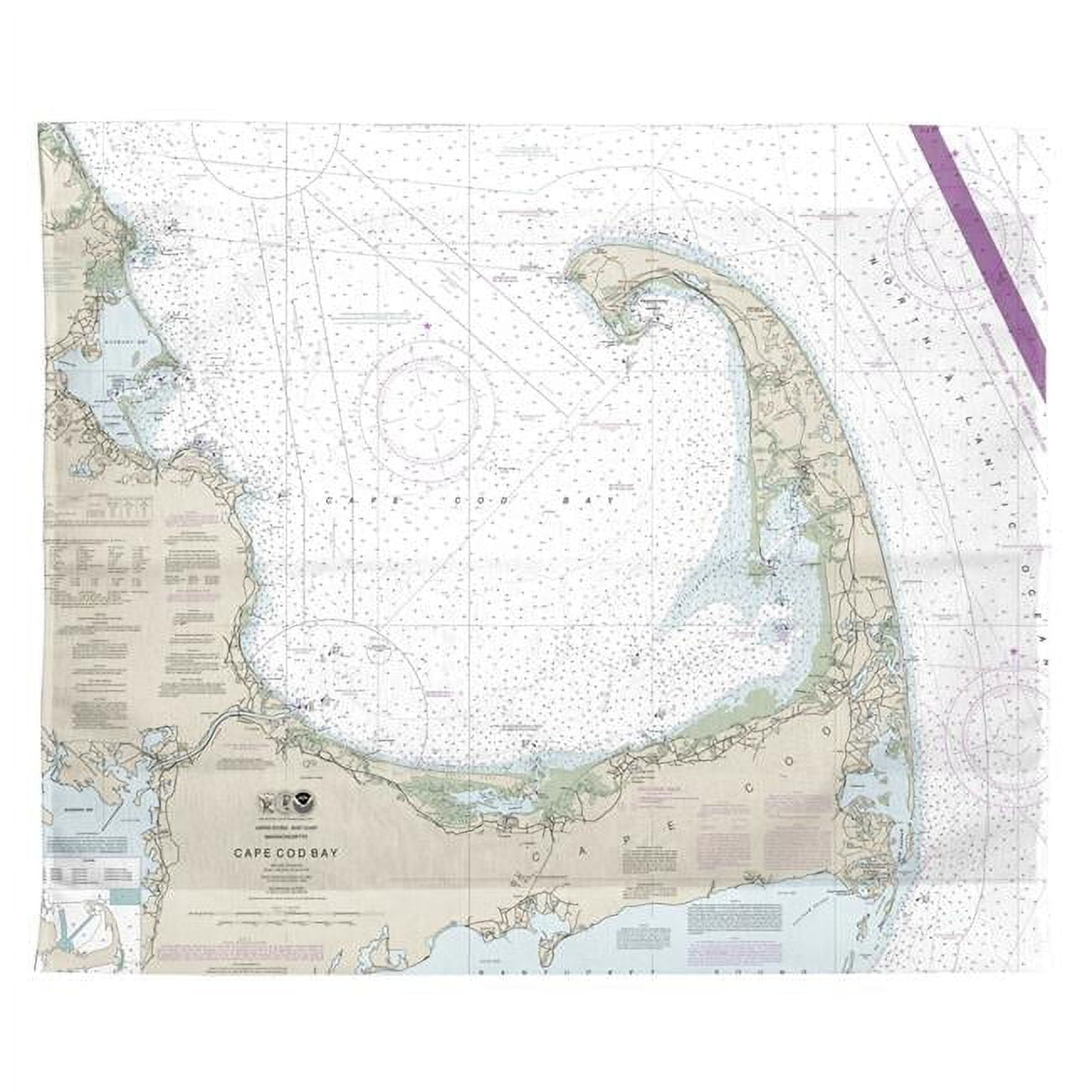 24 x 30 in. Cape Cod Bay, MA Nautical Map Wall Hanging