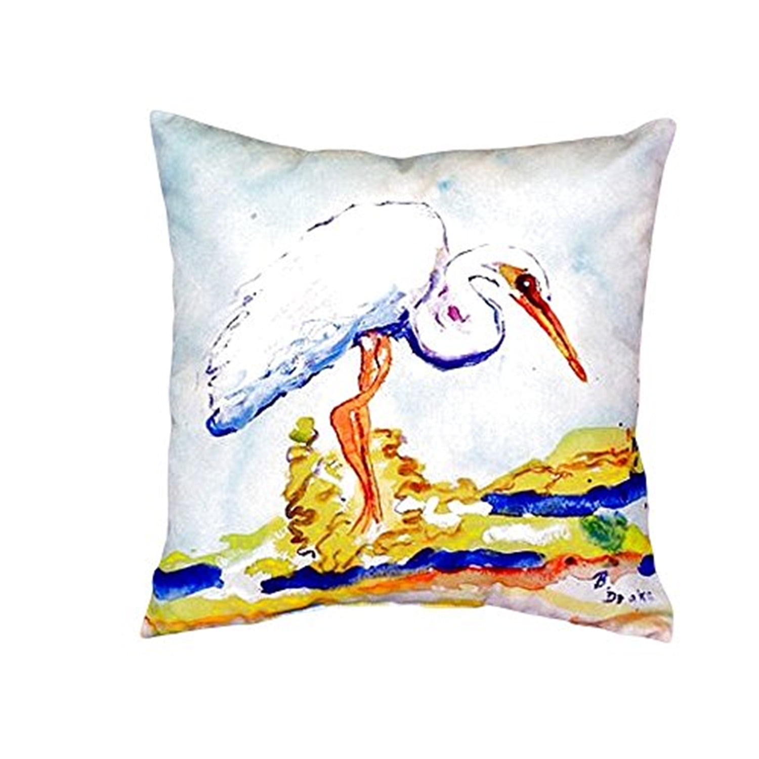18 x 18 in. Betsys Egret No Cord Pillow