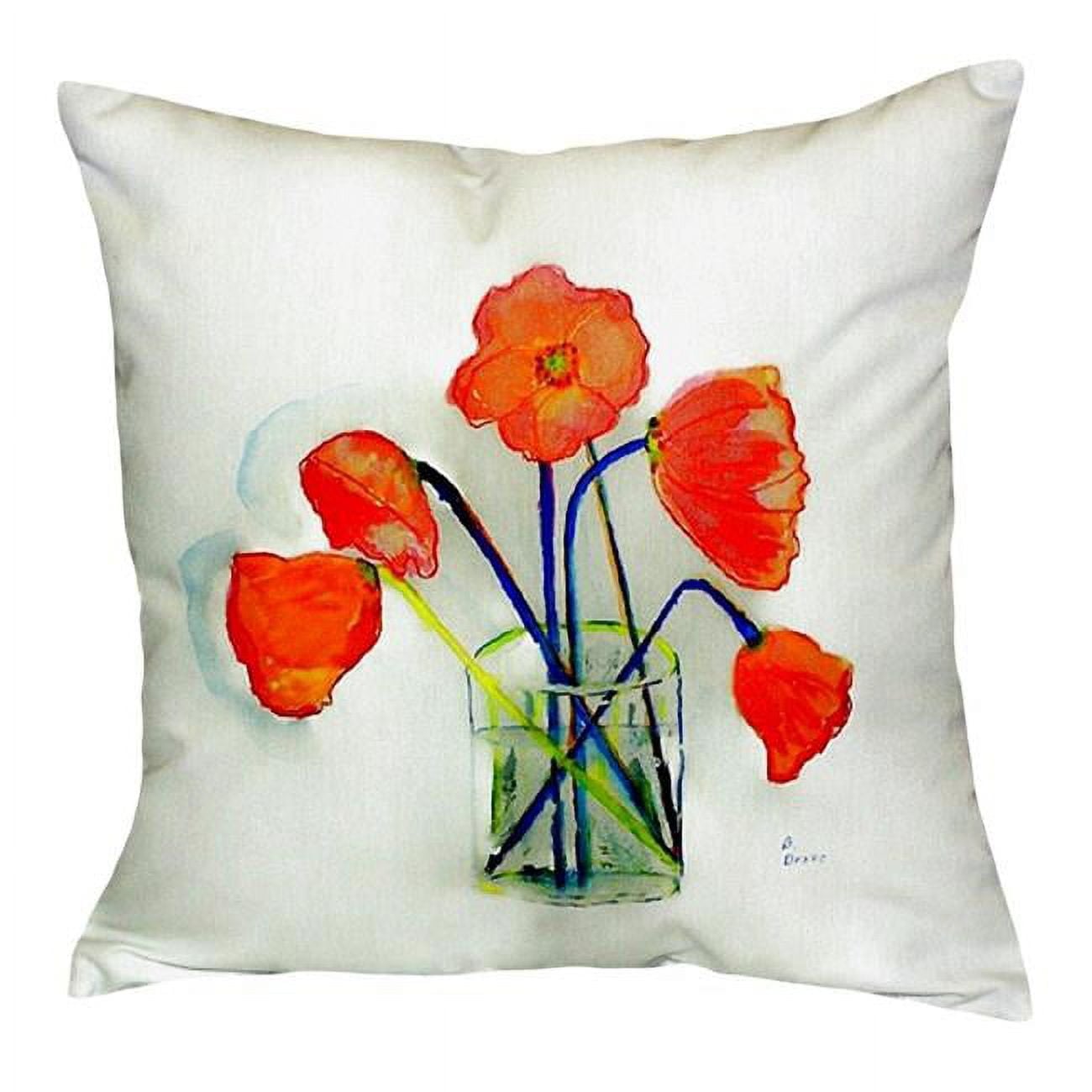 18 x 18 in. Poppies in Vase No Cord Pillow