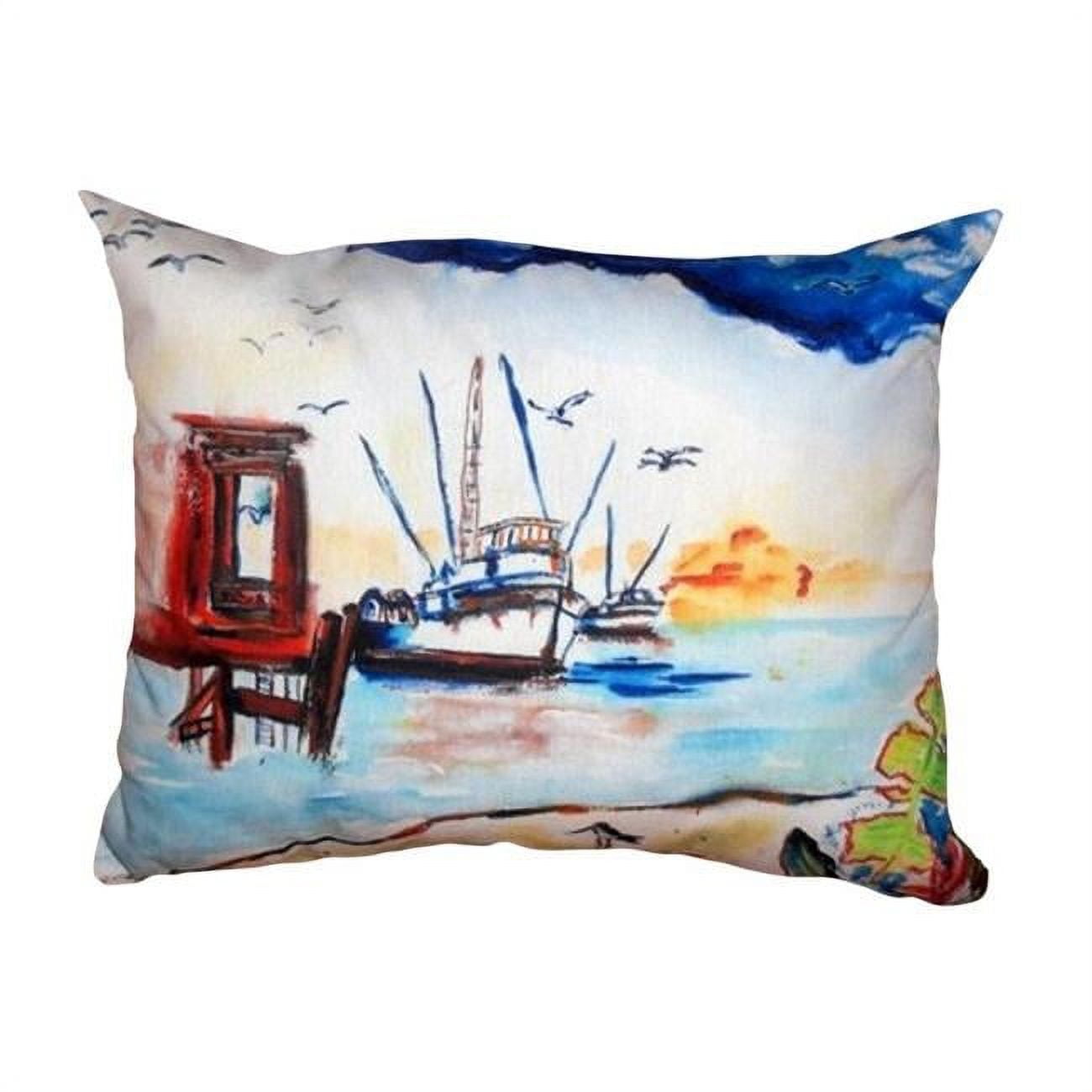 16 x 20 in. Dock & Shrimp Boat No Cord Pillow