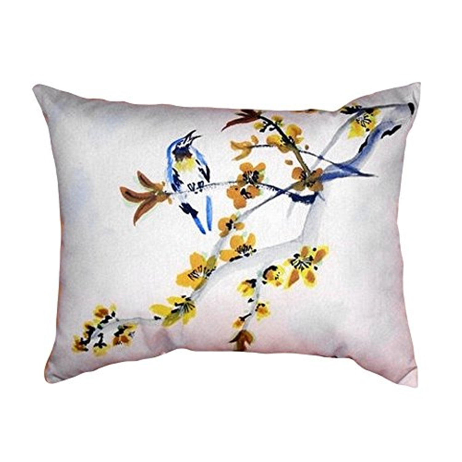 16 x 20 in. Bird & Forsythia No Cord Pillow
