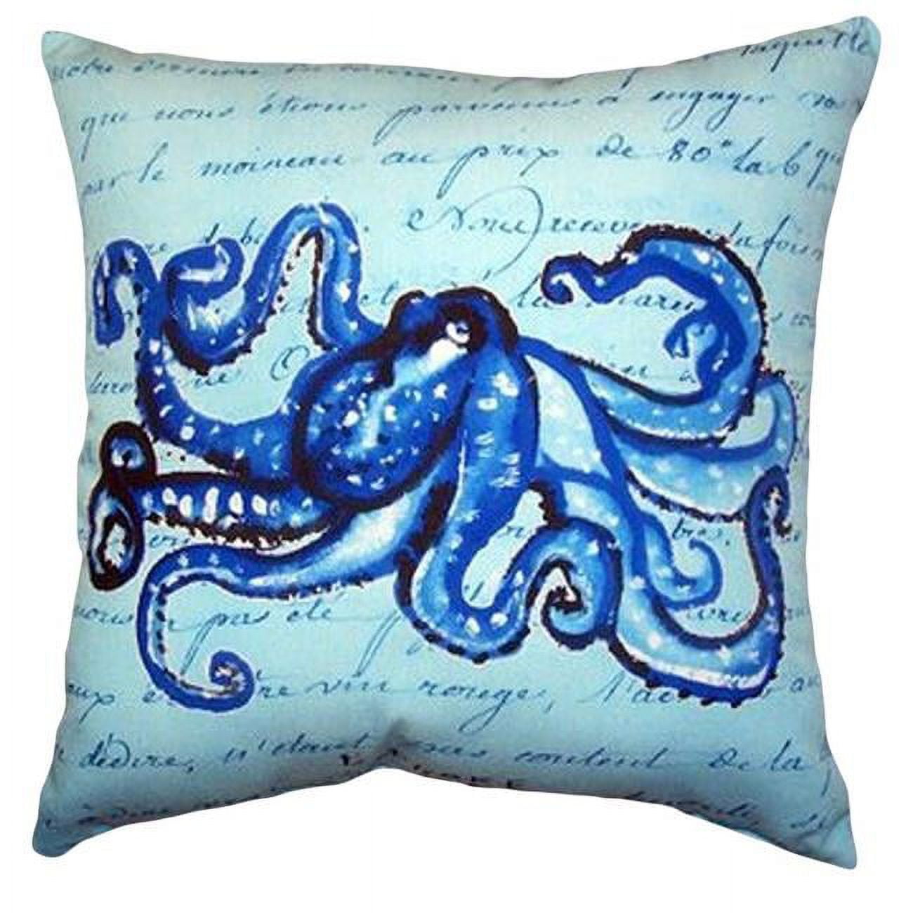 18 x 18 in. Blue Script Octopus No Cord Pillow